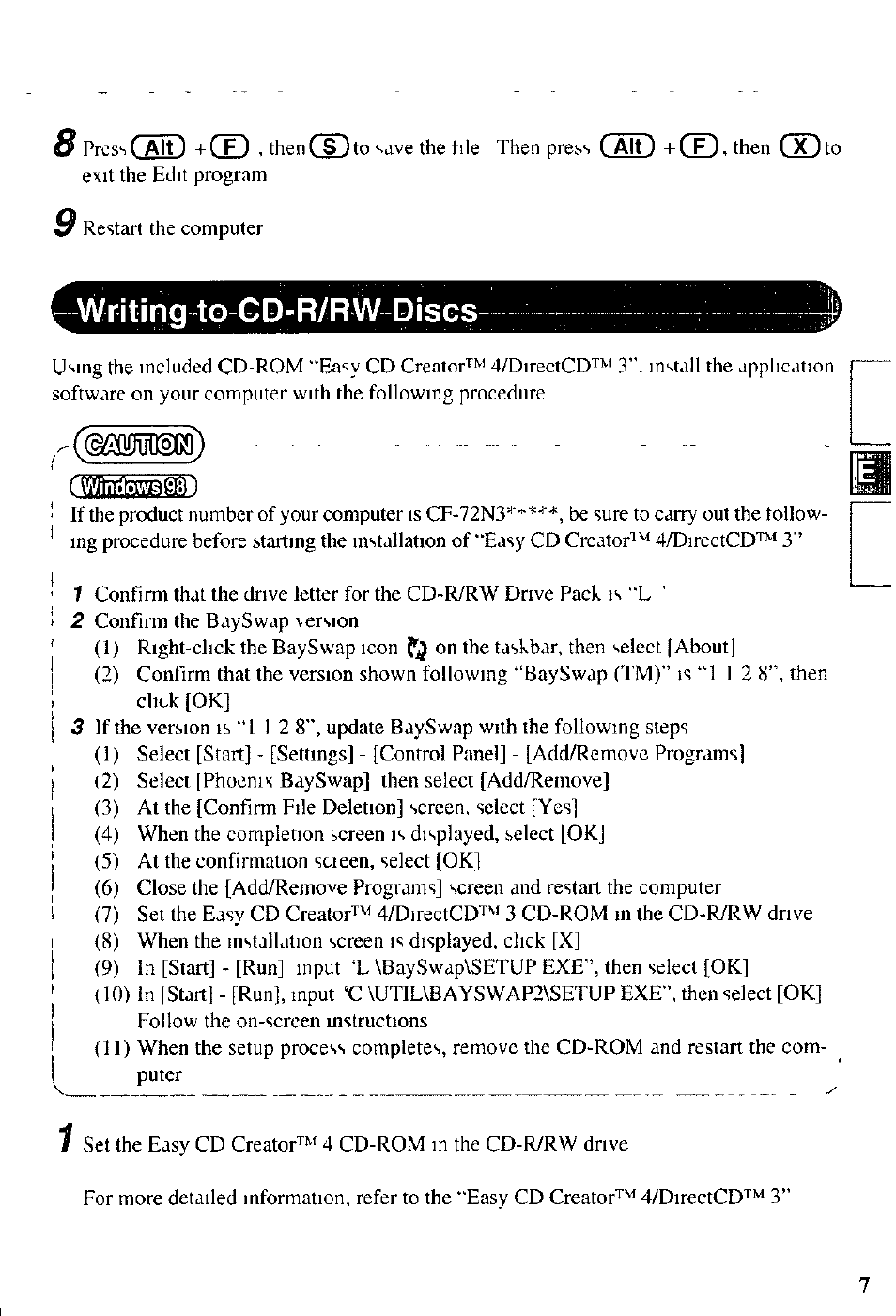Writing to gd-r/rw dises, Iwindo.ws, Cm)+(z) | Panasonic CD-R/RW CF-VCW721 User Manual | Page 7 / 28