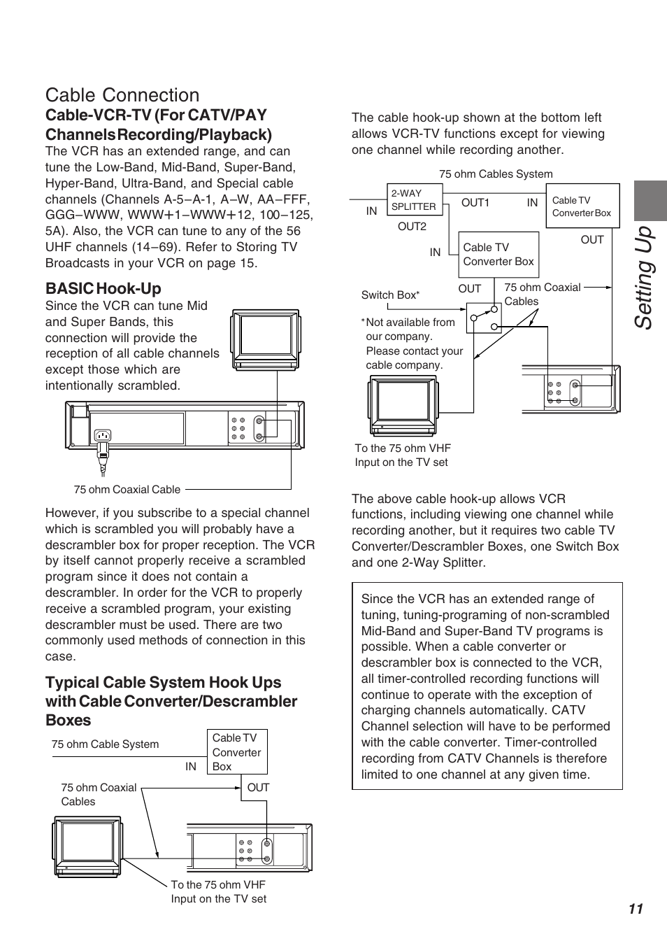 Setting up, Cable connection, Basic hook-up | Panasonic AG-2570 User Manual | Page 11 / 44