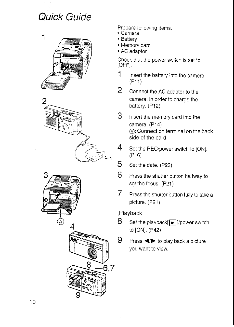 Quick guide | Panasonic DMC-F7A User Manual | Page 10 / 76