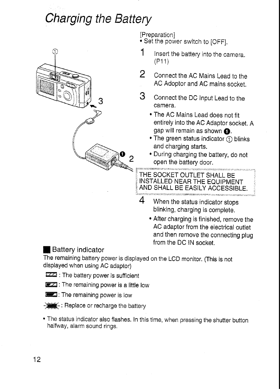 Charging the battery | Panasonic DMC-F7A User Manual | Page 12 / 76