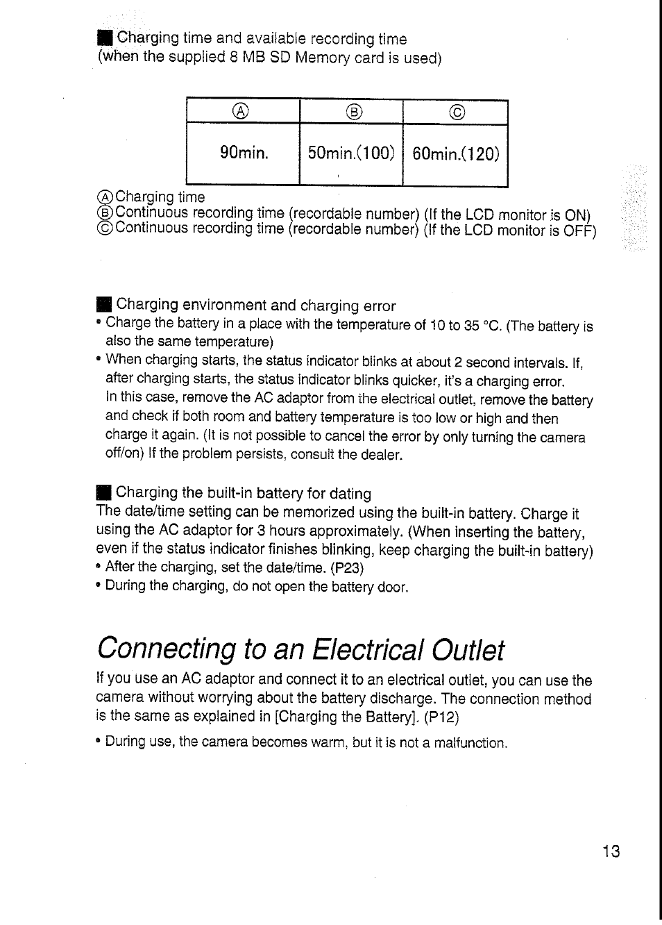 Connecting to an electrical outlet | Panasonic DMC-F7A User Manual | Page 13 / 76
