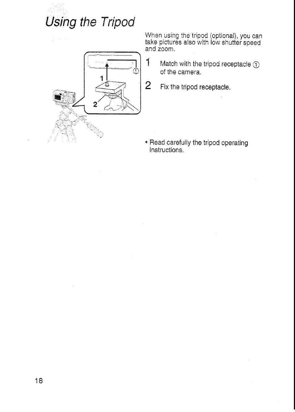 Using the tripod | Panasonic DMC-F7A User Manual | Page 18 / 76