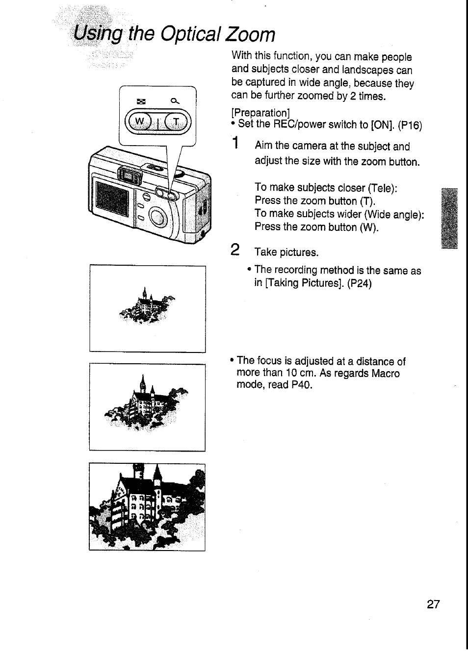 The optical zoom, Using the optical zoom | Panasonic DMC-F7A User Manual | Page 27 / 76