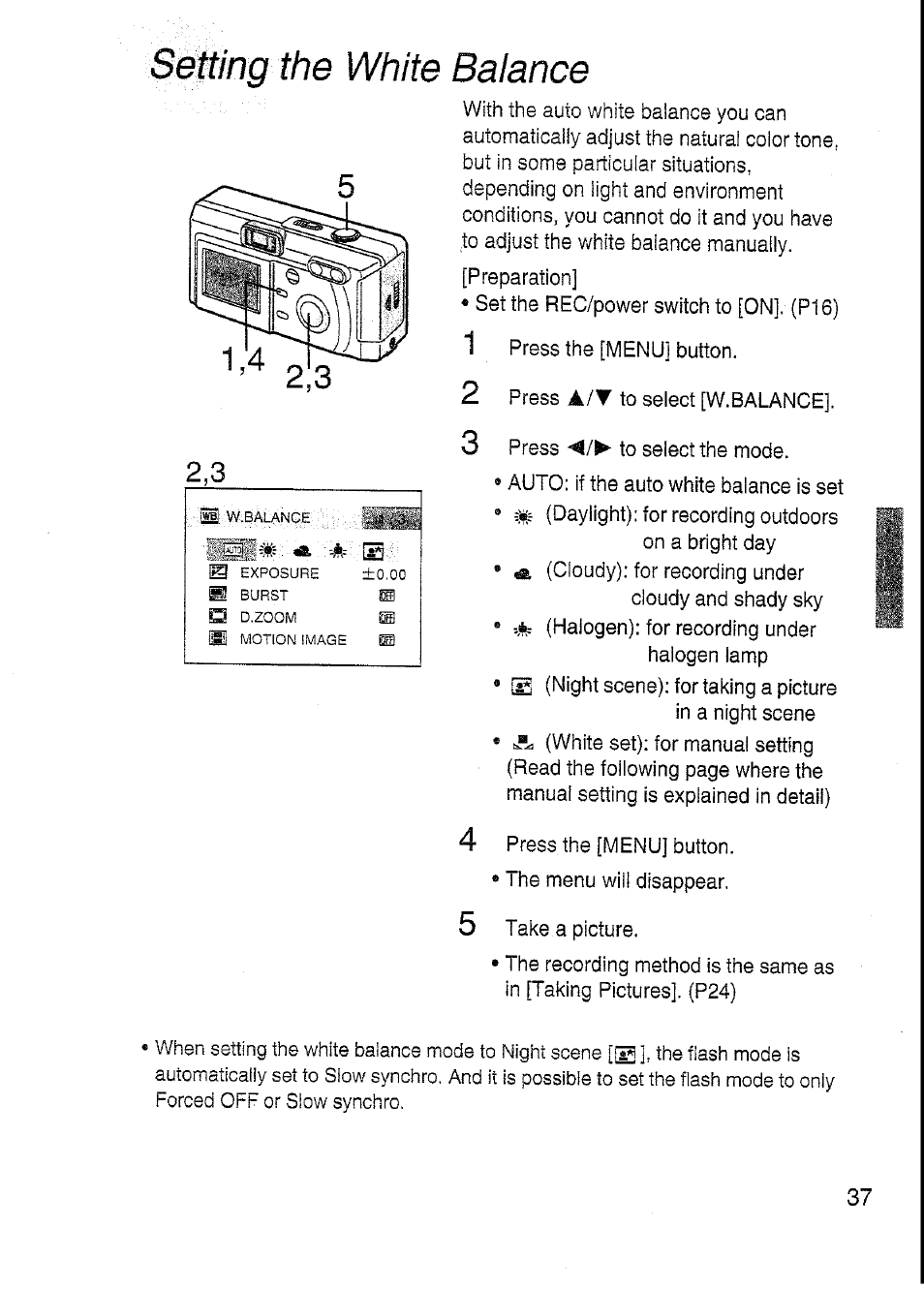 Setting the white balance | Panasonic DMC-F7A User Manual | Page 37 / 76
