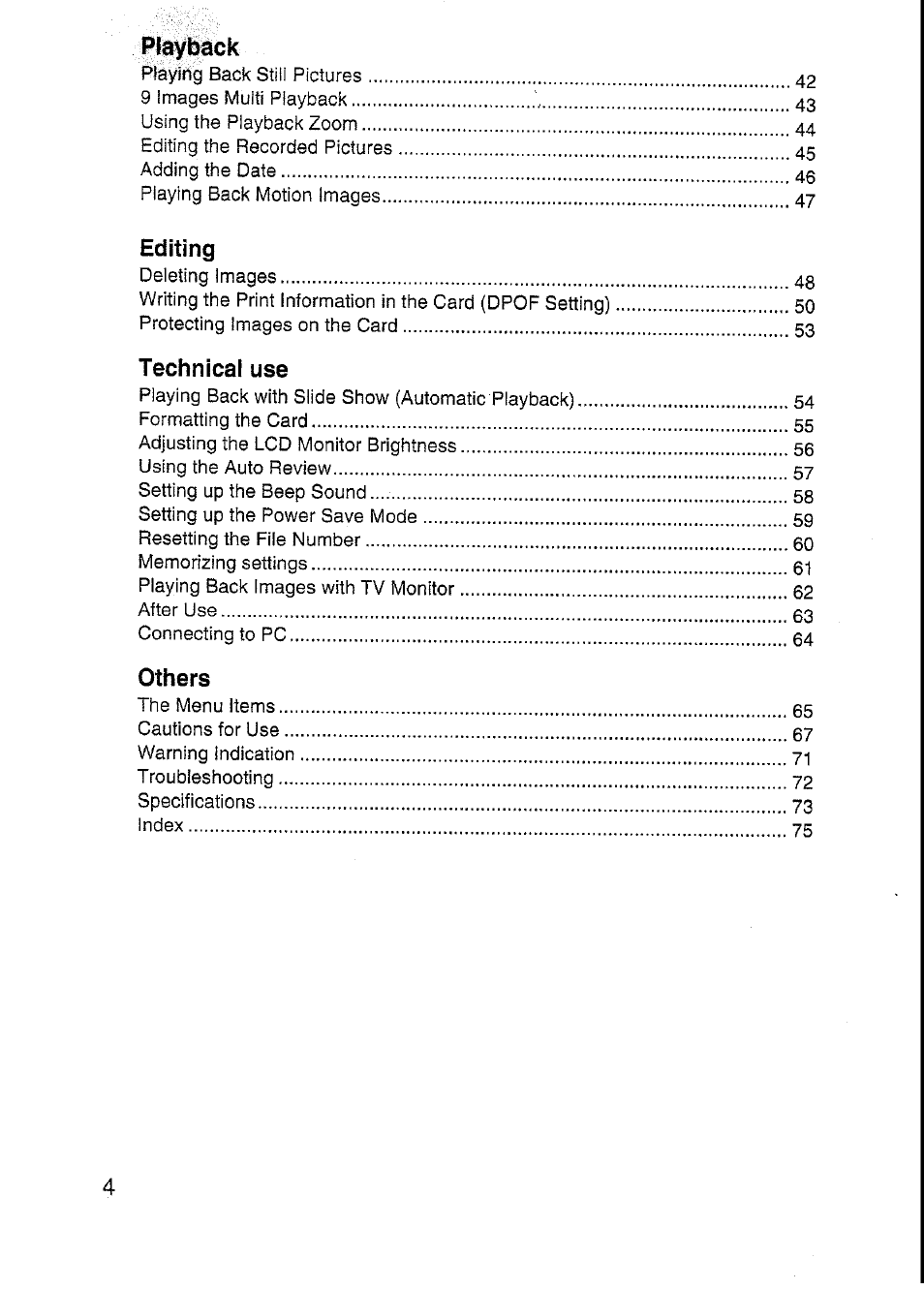 Editing | Panasonic DMC-F7A User Manual | Page 4 / 76