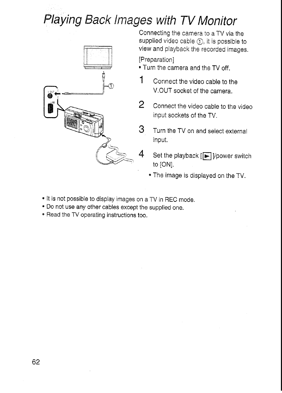 Images with tv monitor, Back | Panasonic DMC-F7A User Manual | Page 62 / 76
