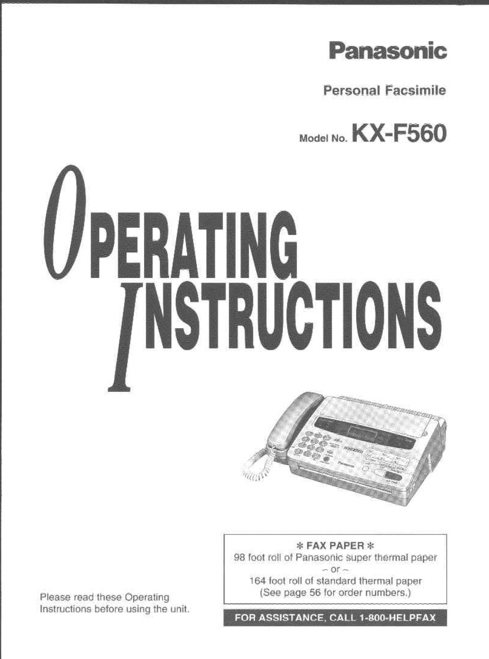 Panasonic KX-F560 User Manual | 60 pages