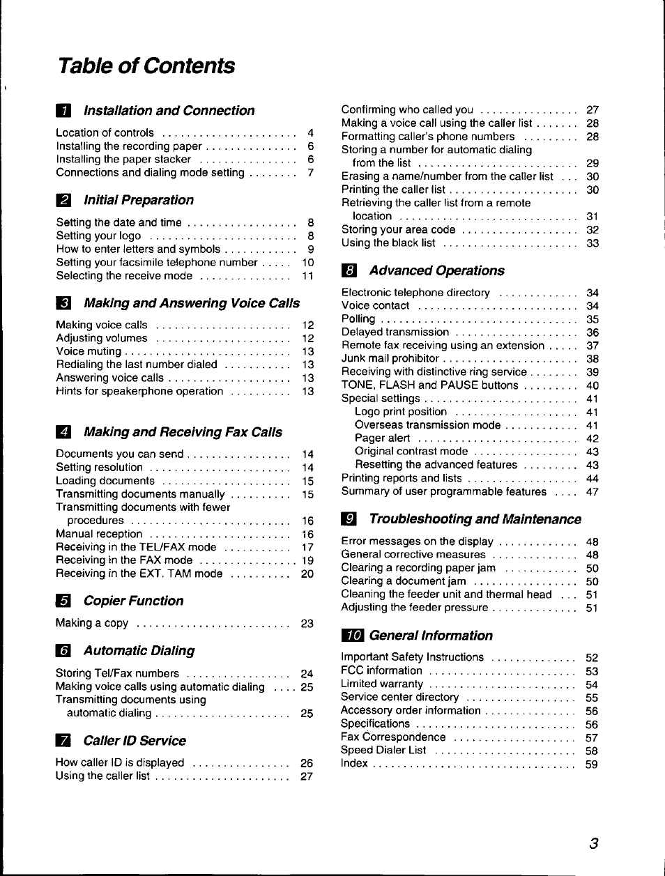 Panasonic KX-F560 User Manual | Page 3 / 60