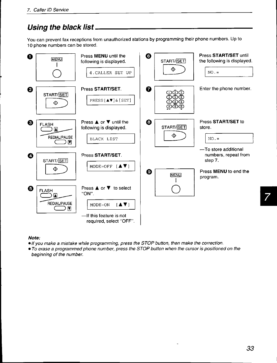 Using the black list | Panasonic KX-F560 User Manual | Page 33 / 60