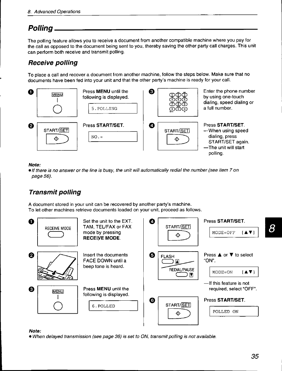 Polling, Receive polling, Transmit poiiing | Panasonic KX-F560 User Manual | Page 35 / 60