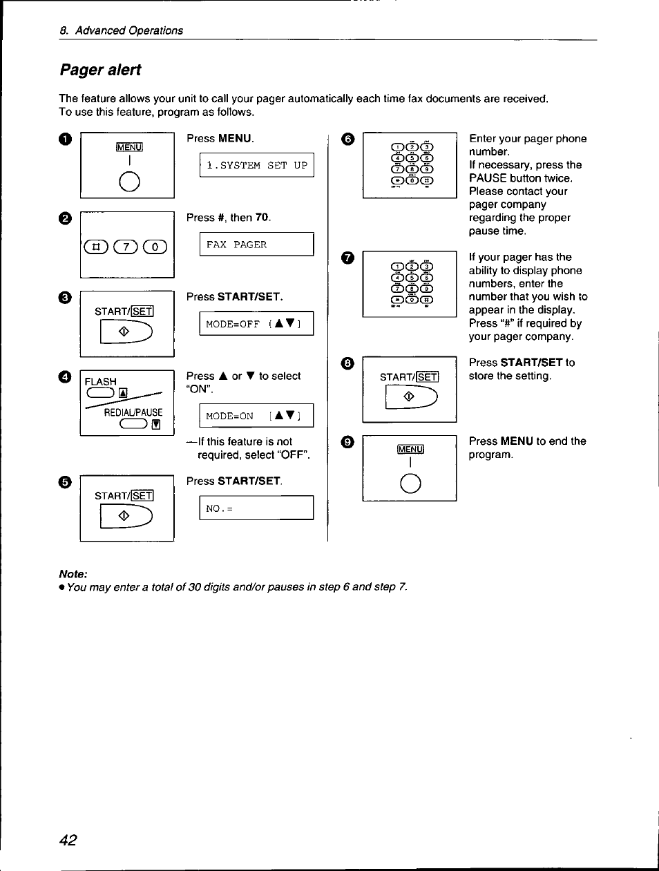 Pager alert | Panasonic KX-F560 User Manual | Page 42 / 60
