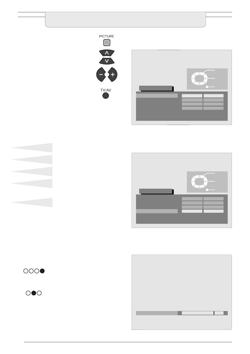 Picture menu, Contrast brightness colour sharpness tint, P-nr | Panasonic TU-PTA100E User Manual | Page 12 / 32