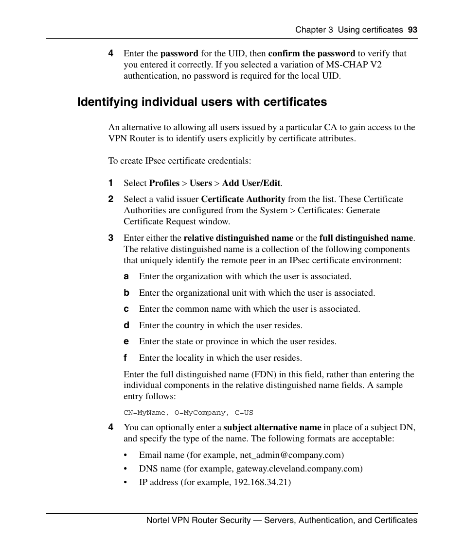 Identifying individual users with certificates, 1 select profiles > users > add user/edit | Panasonic NN46110-600 User Manual | Page 103 / 110