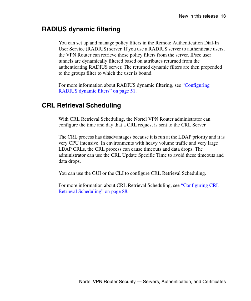 Radius dynamic filtering, Crl retrieval scheduling | Panasonic NN46110-600 User Manual | Page 23 / 110