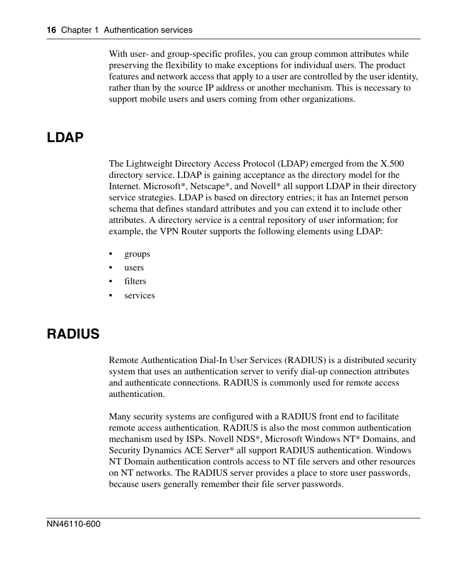 Ldap, Radius | Panasonic NN46110-600 User Manual | Page 26 / 110