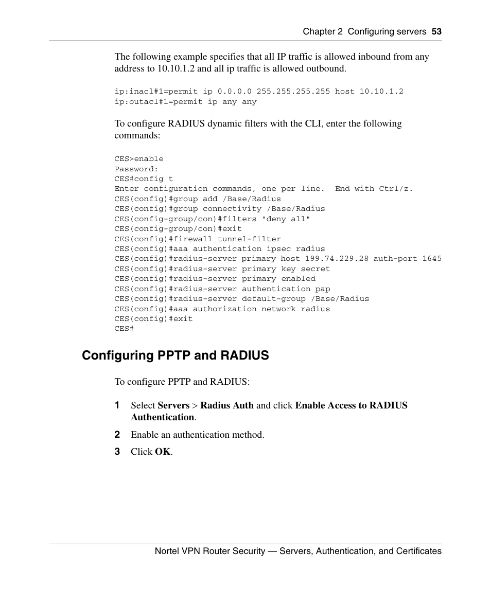 Configuring pptp and radius | Panasonic NN46110-600 User Manual | Page 63 / 110