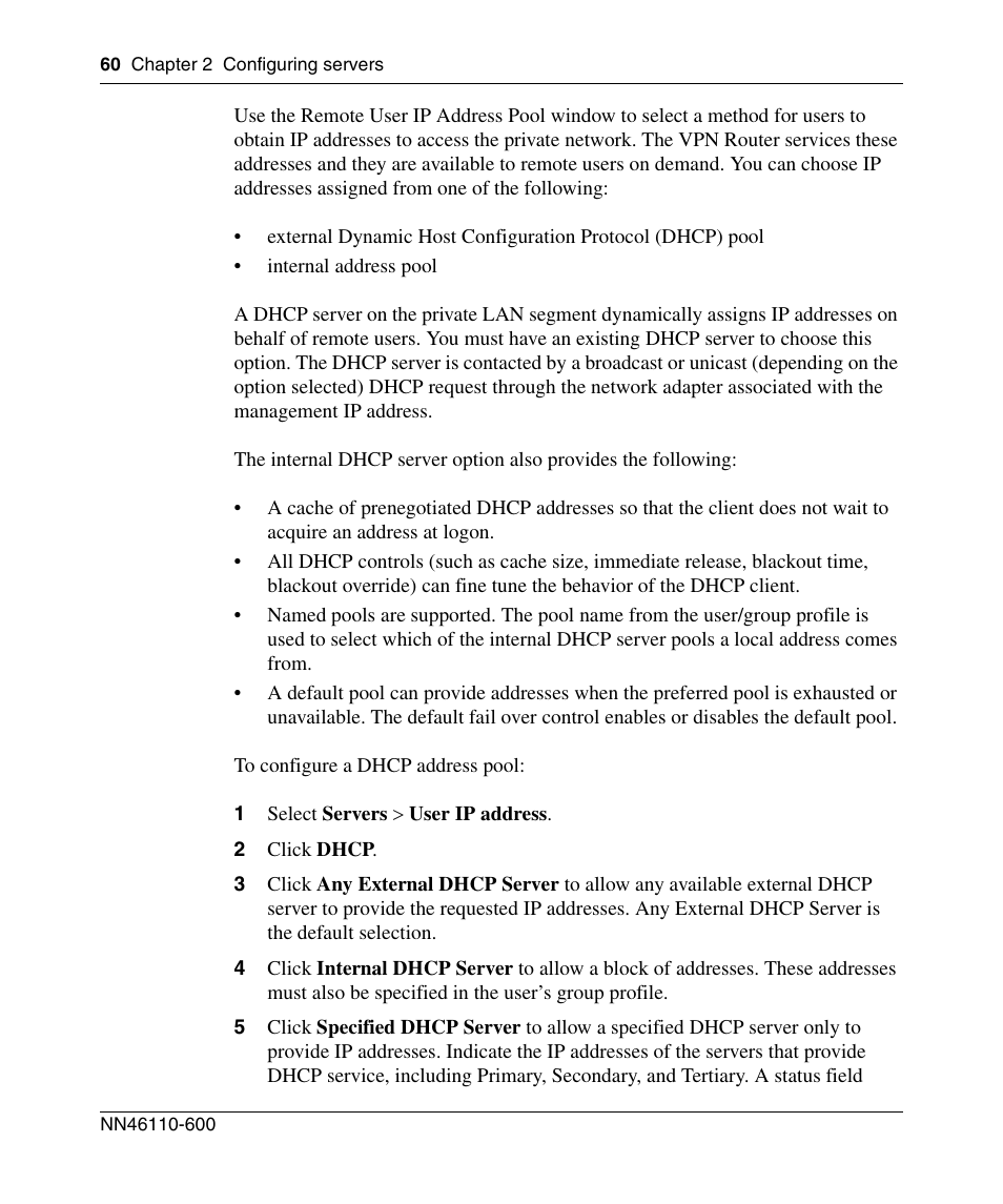 1 select servers > user ip address | Panasonic NN46110-600 User Manual | Page 70 / 110