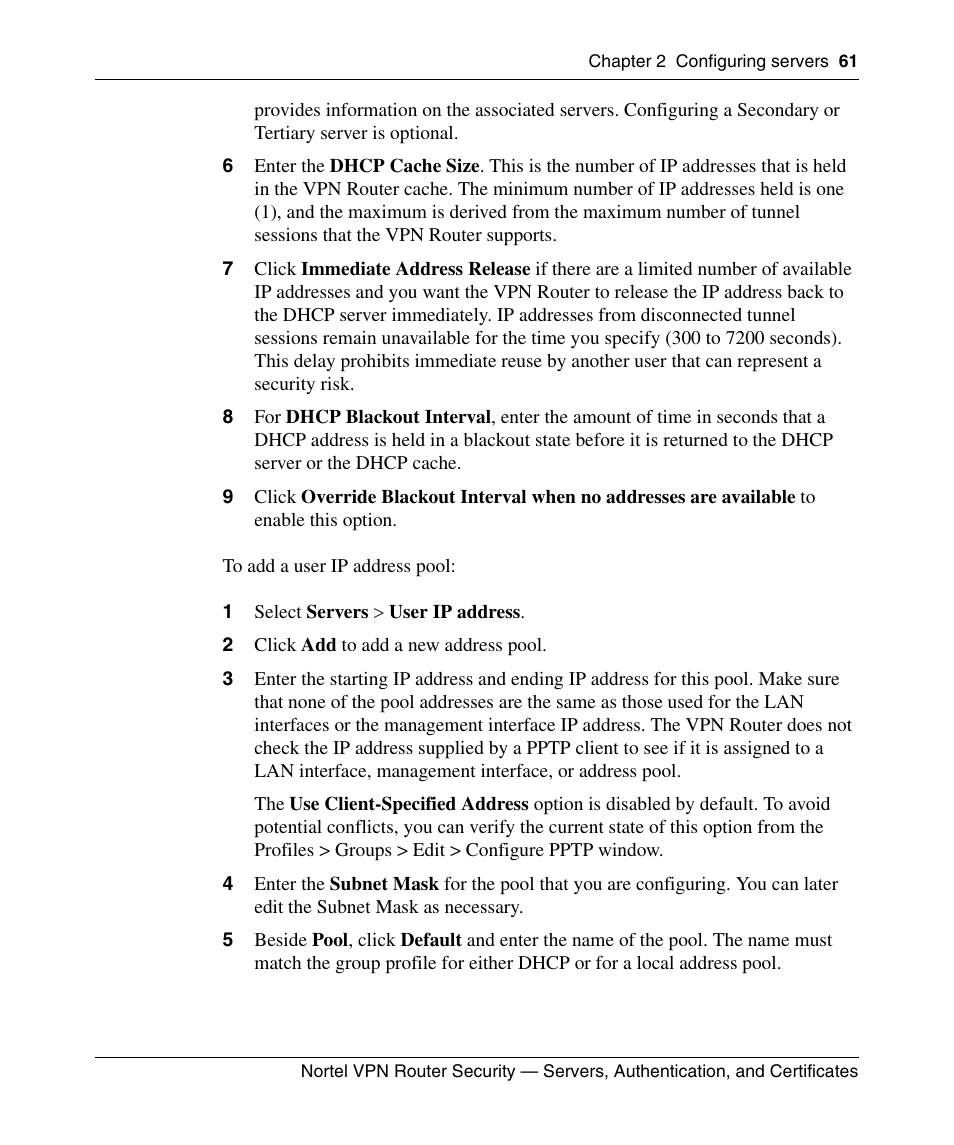1 select servers > user ip address | Panasonic NN46110-600 User Manual | Page 71 / 110