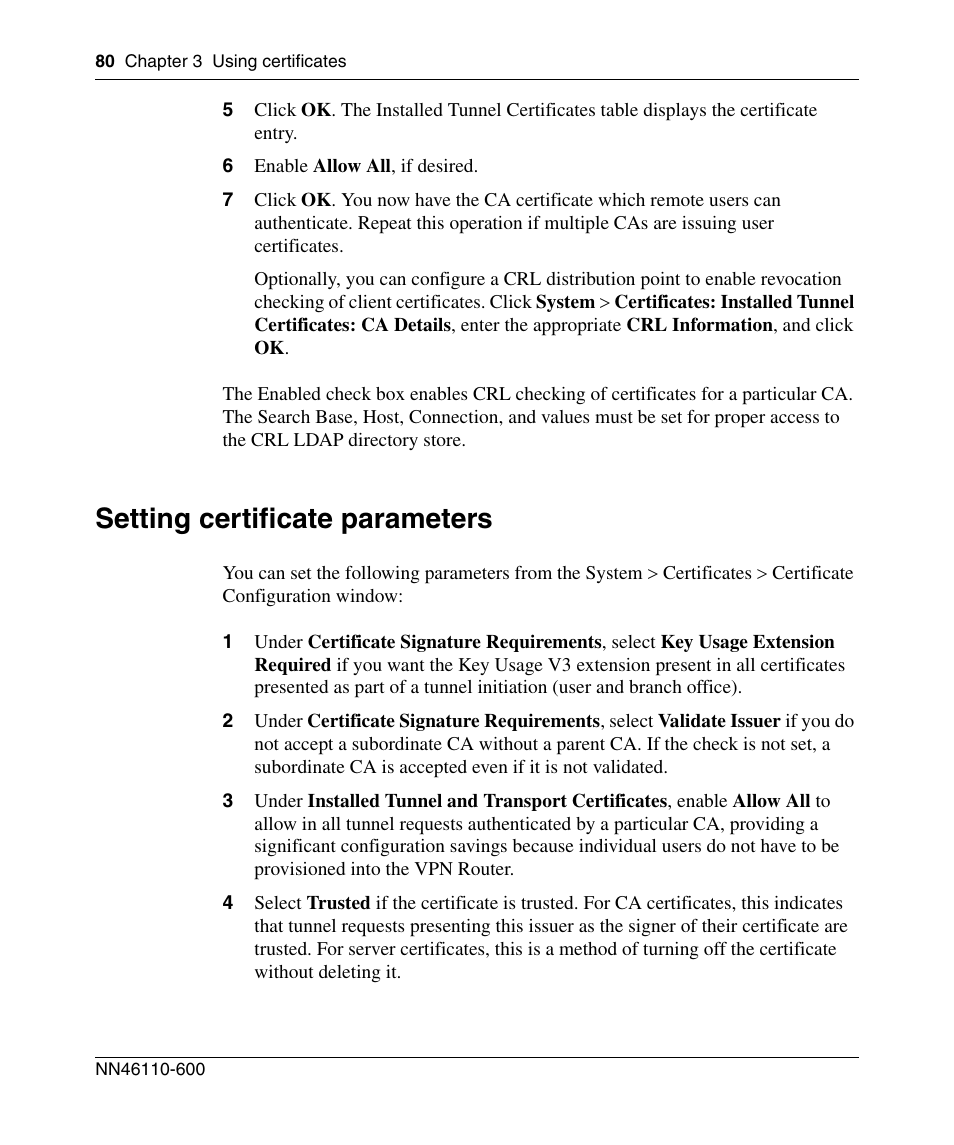 Setting certificate parameters | Panasonic NN46110-600 User Manual | Page 90 / 110