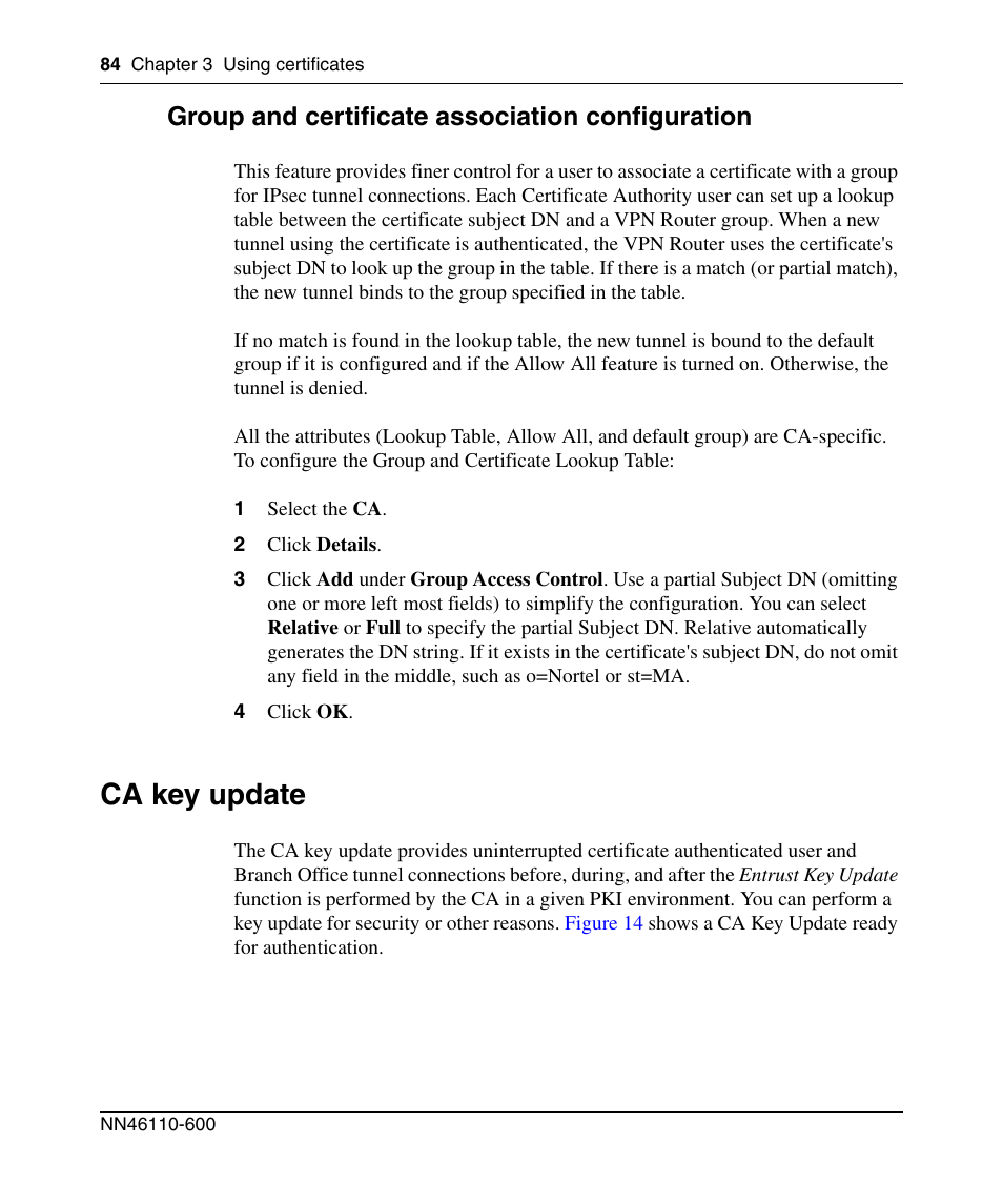 Group and certificate association configuration, Ca key update | Panasonic NN46110-600 User Manual | Page 94 / 110