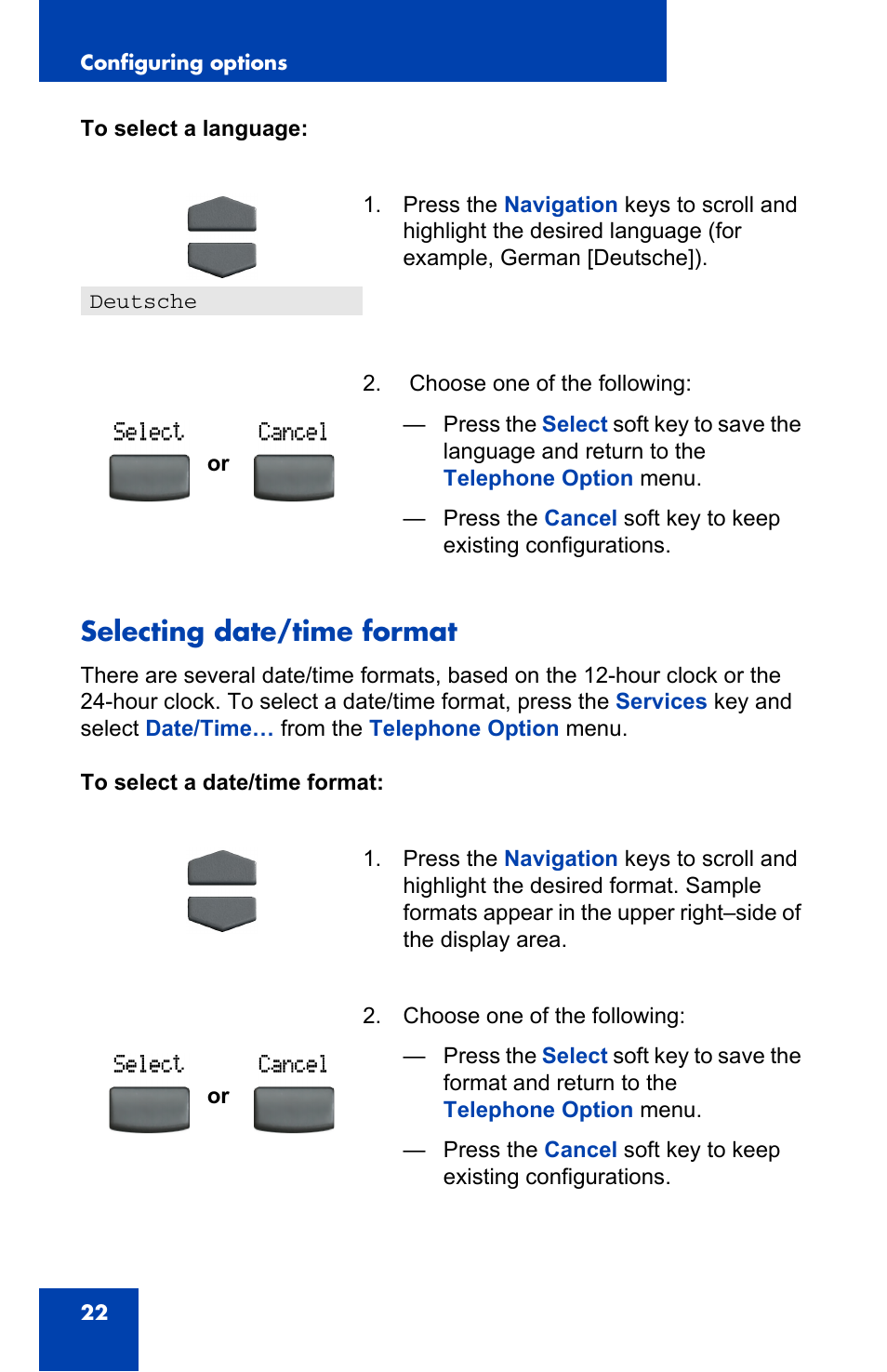 Selecting date/time format | Panasonic 2001 User Manual | Page 22 / 86