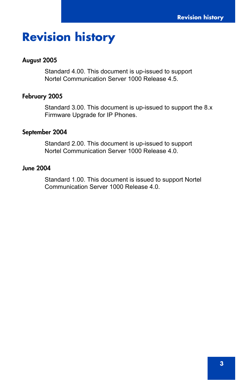 Revision history | Panasonic 2001 User Manual | Page 3 / 86