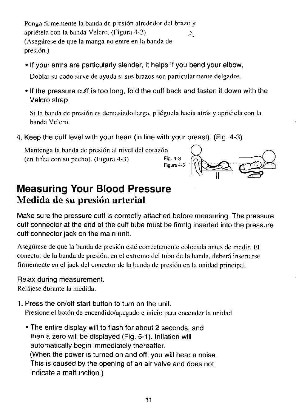 Measuring your blood pressure, Medida de su presión arterial | Panasonic EW243 User Manual | Page 12 / 24