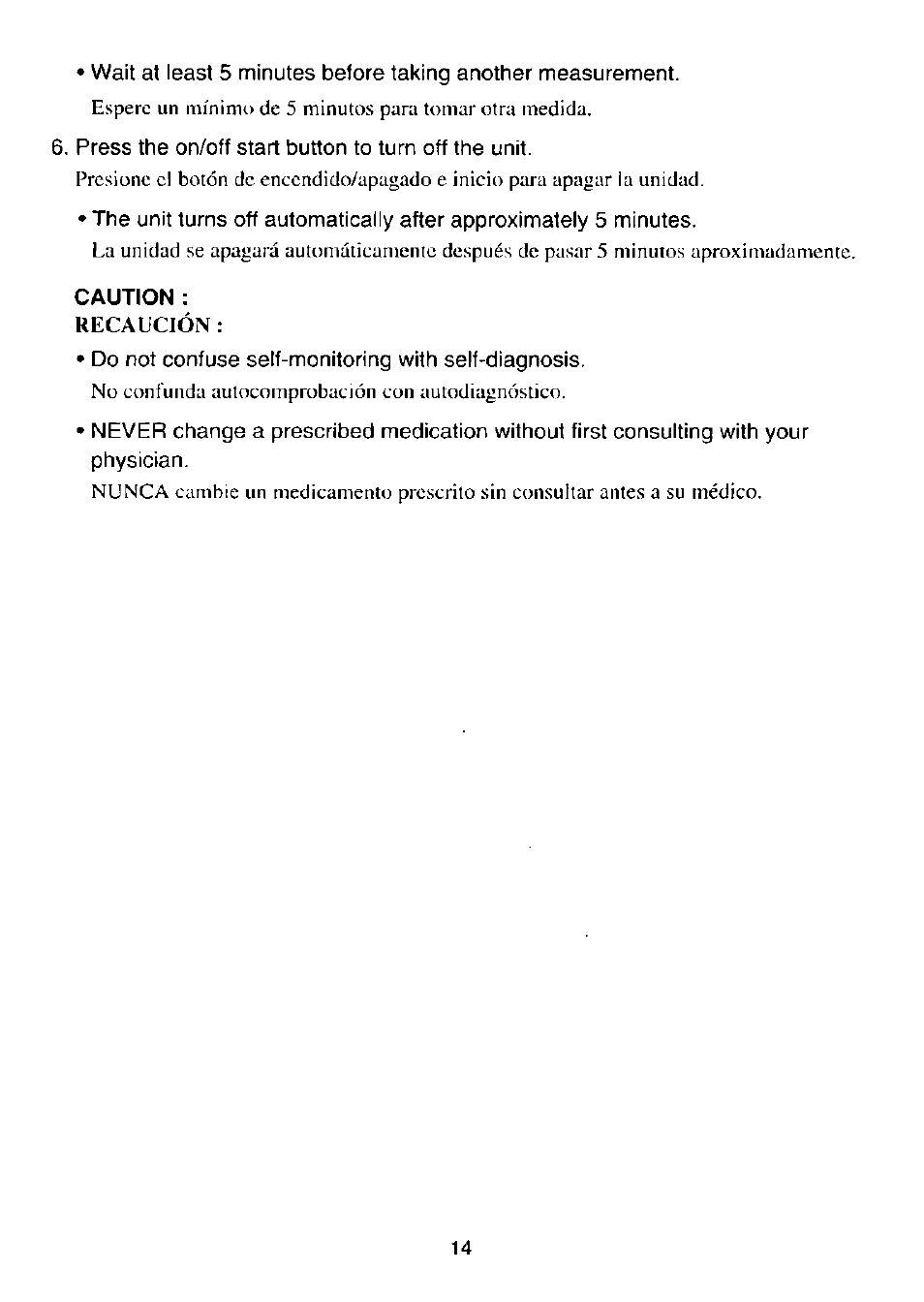 Caution | Panasonic EW243 User Manual | Page 15 / 24