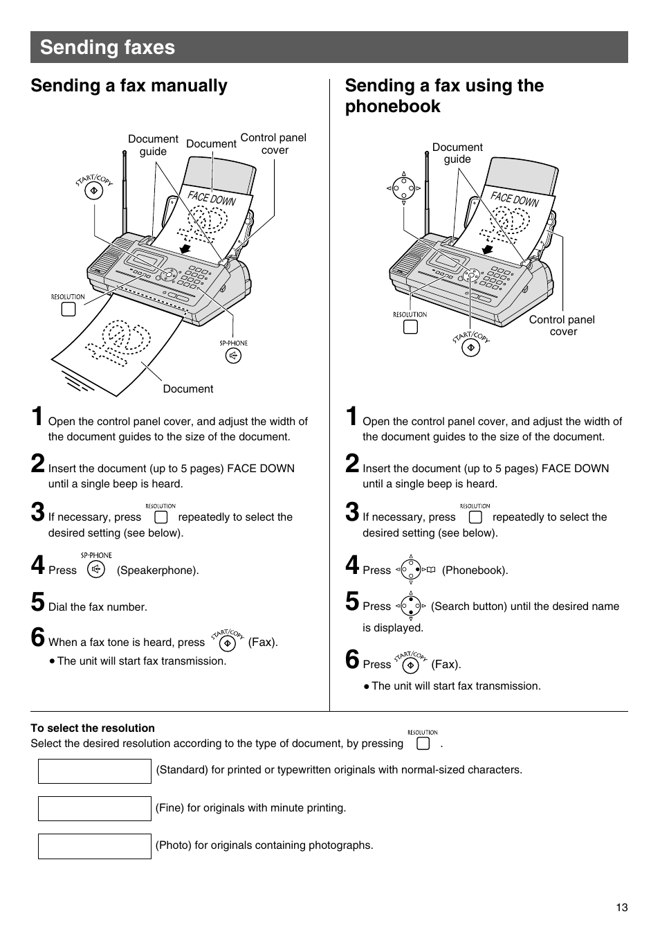 Sending faxes | Panasonic KX-PW100CL User Manual | Page 13 / 24