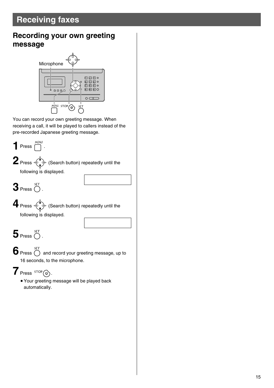 Receiving faxes | Panasonic KX-PW100CL User Manual | Page 15 / 24