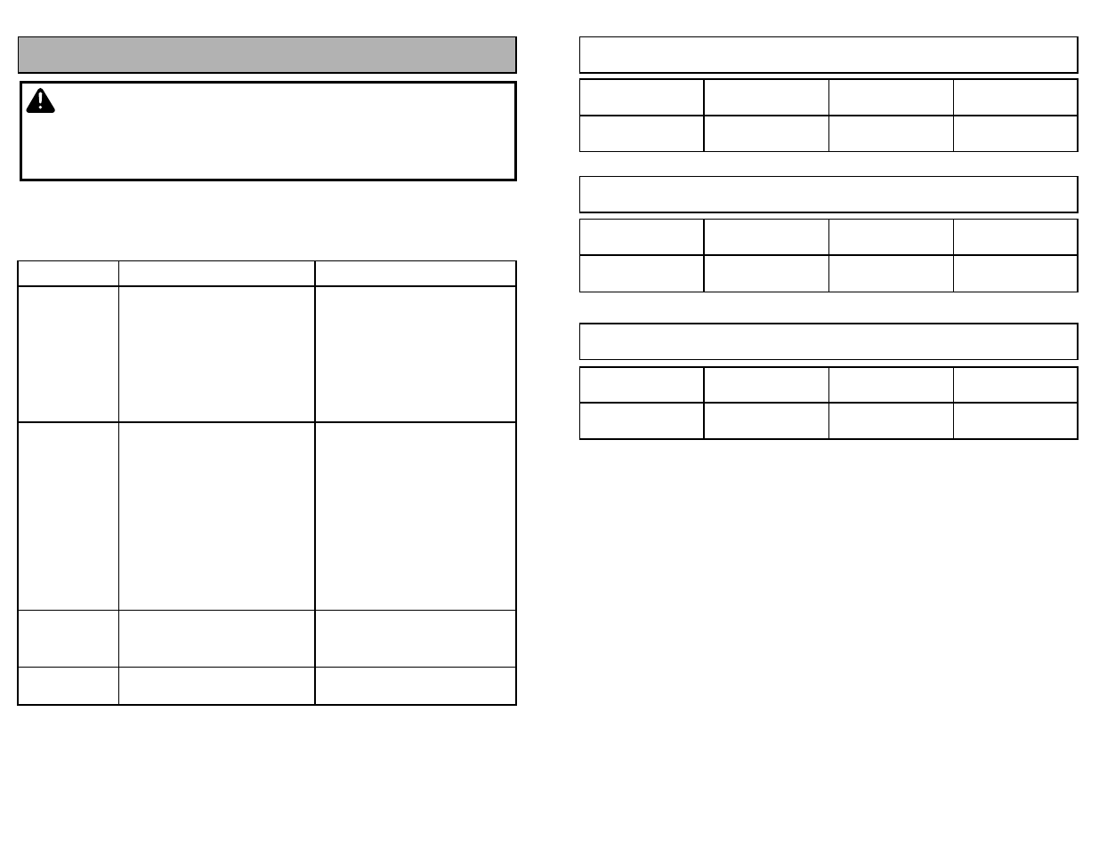 Feature chart, Tableau des caracteristiques, Diagrama de caracteristicas | Before requesting service, Warning | Panasonic MC-V5271 User Manual | Page 11 / 48