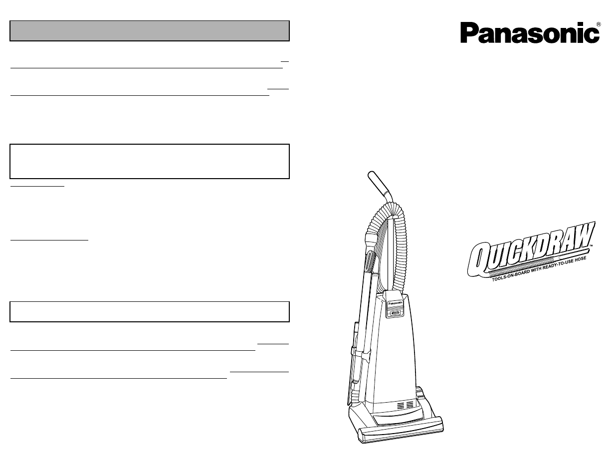 What to do when service is needed, Service apres-vente, Cuando necesita servicio | Mc-v5271, Aspiradora, Vacuum cleaner aspirateur | Panasonic MC-V5271 User Manual | Page 48 / 48