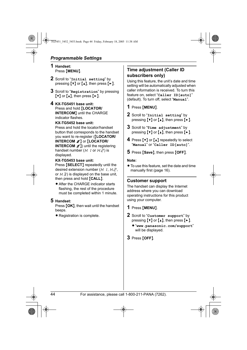 Panasonic KX-TG5452 User Manual | Page 44 / 76