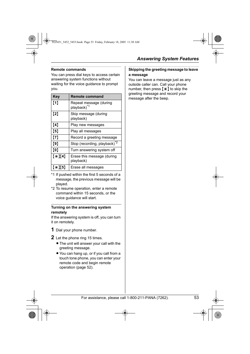 Panasonic KX-TG5452 User Manual | Page 53 / 76