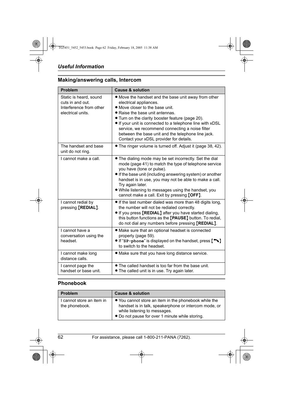 Panasonic KX-TG5452 User Manual | Page 62 / 76