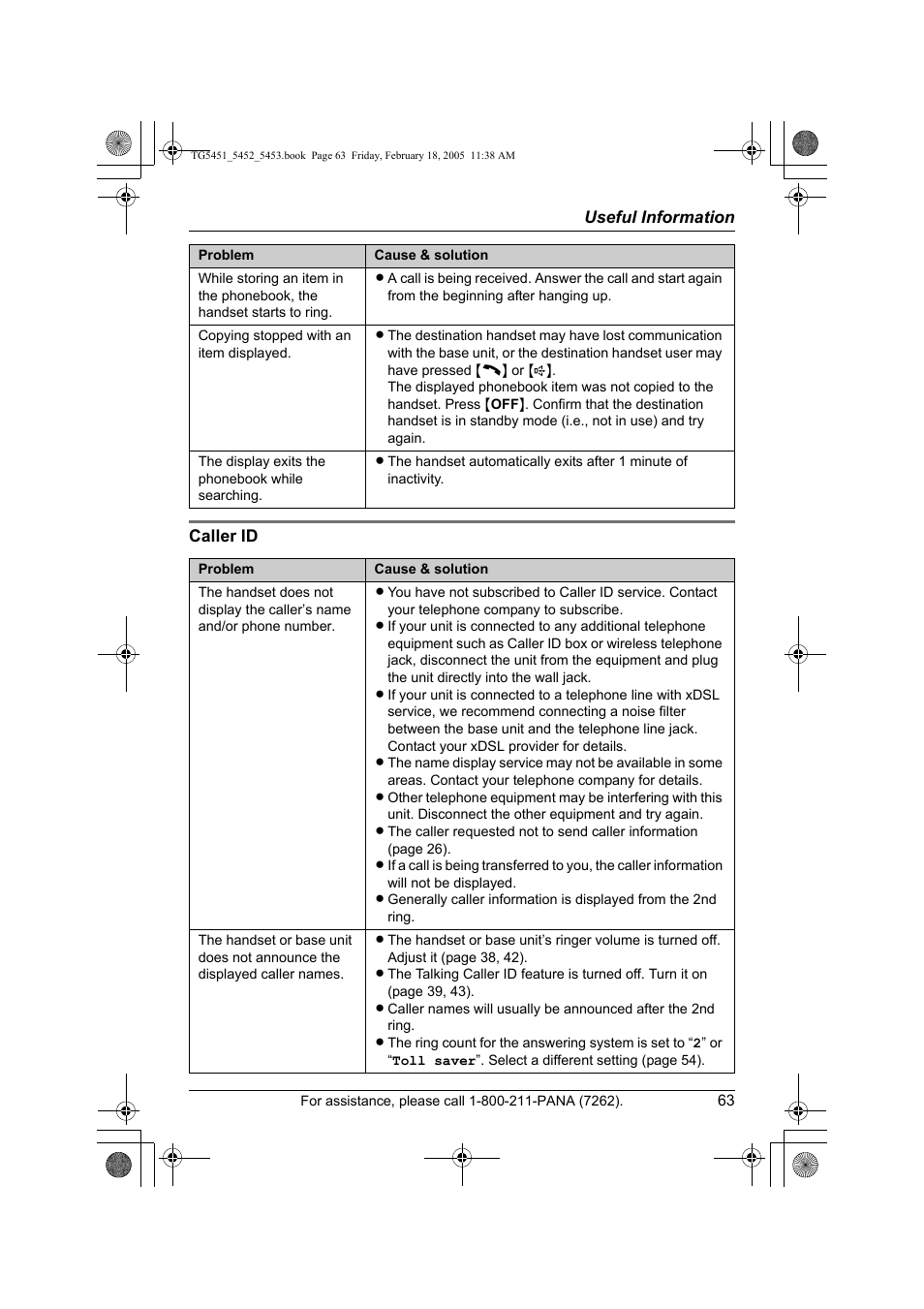 Panasonic KX-TG5452 User Manual | Page 63 / 76