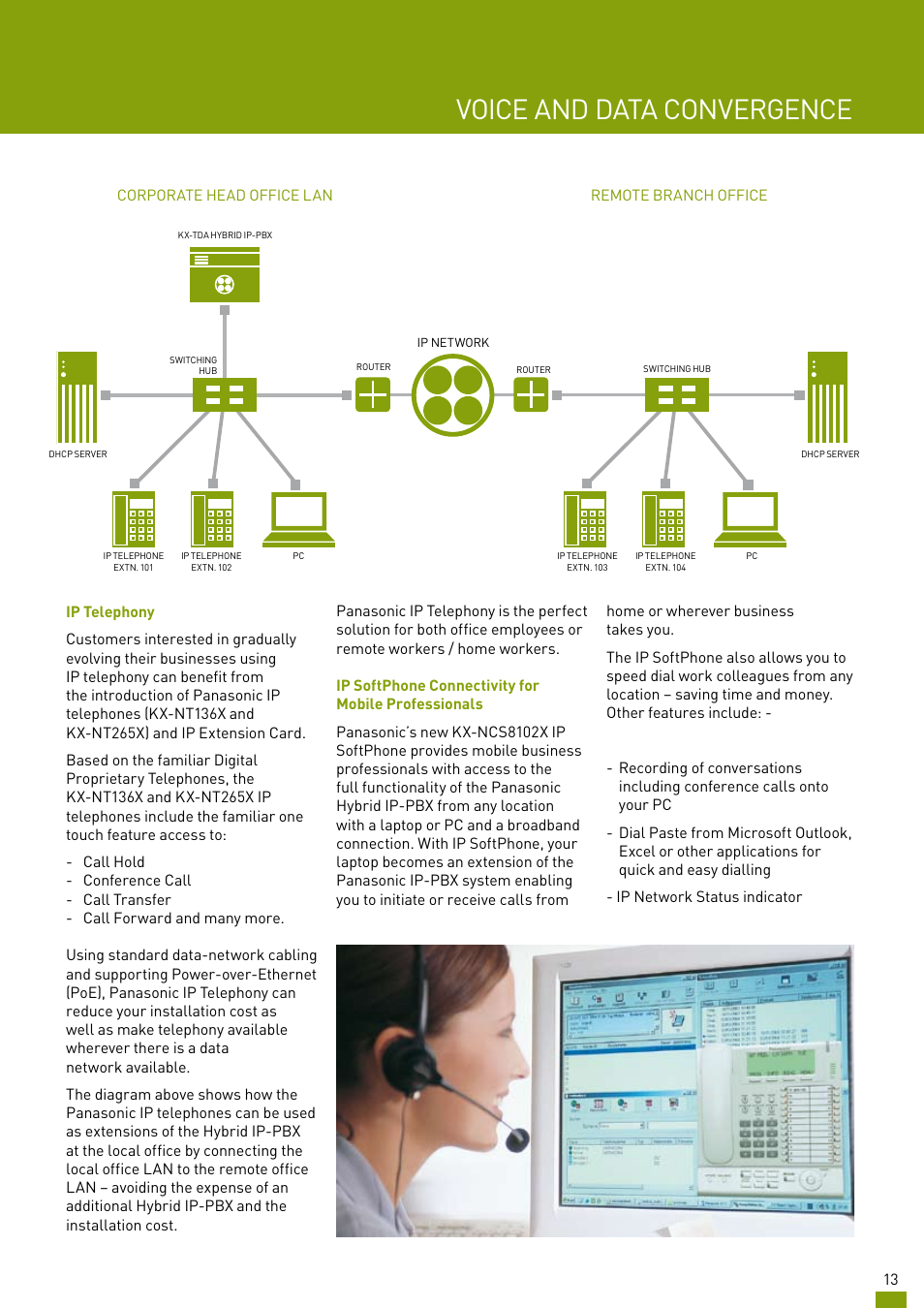 Voice and data convergence | Panasonic KX-TDA200AL User Manual | Page 13 / 16