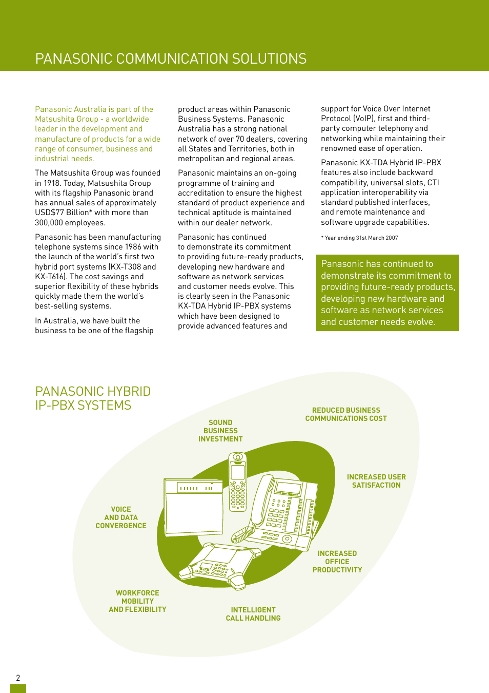 Panasonic communication solutions, Panasonic hybrid ip-pbx systems | Panasonic KX-TDA200AL User Manual | Page 2 / 16