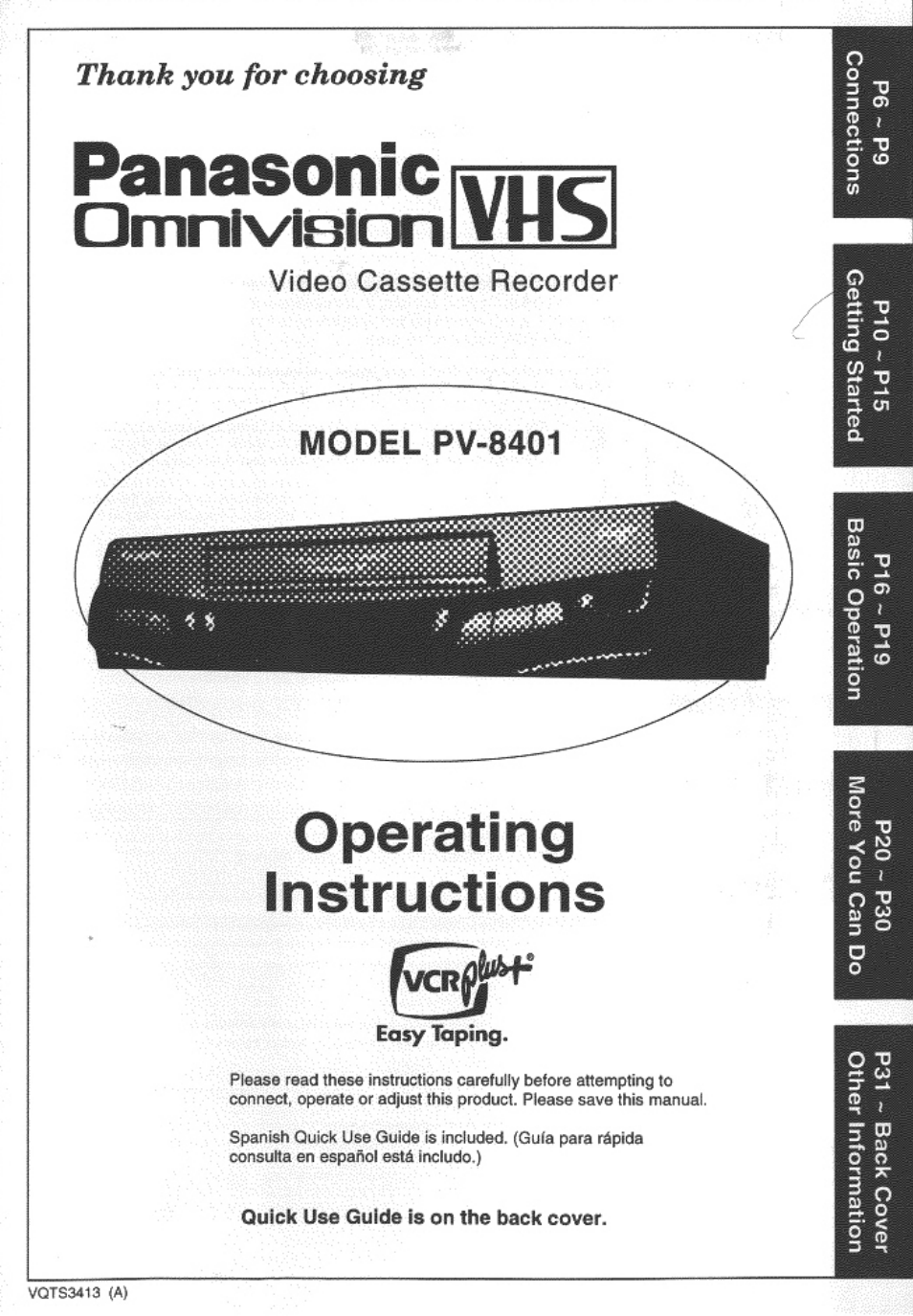 Panasonic OMNIVISION PV-8401 User Manual | 36 pages