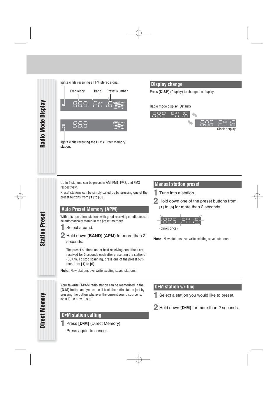 Radio mode display | Panasonic CQ-C1103U User Manual | Page 11 / 16