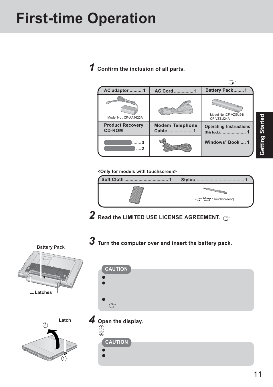 First-time operation | Panasonic CF-T2 User Manual | Page 11 / 40