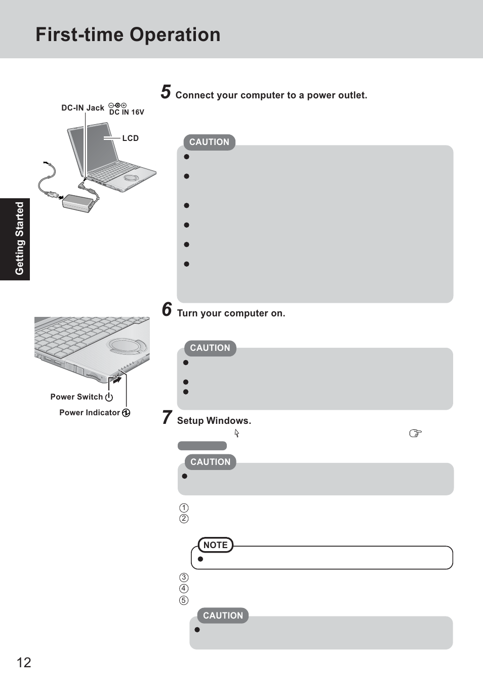 First-time operation | Panasonic CF-T2 User Manual | Page 12 / 40