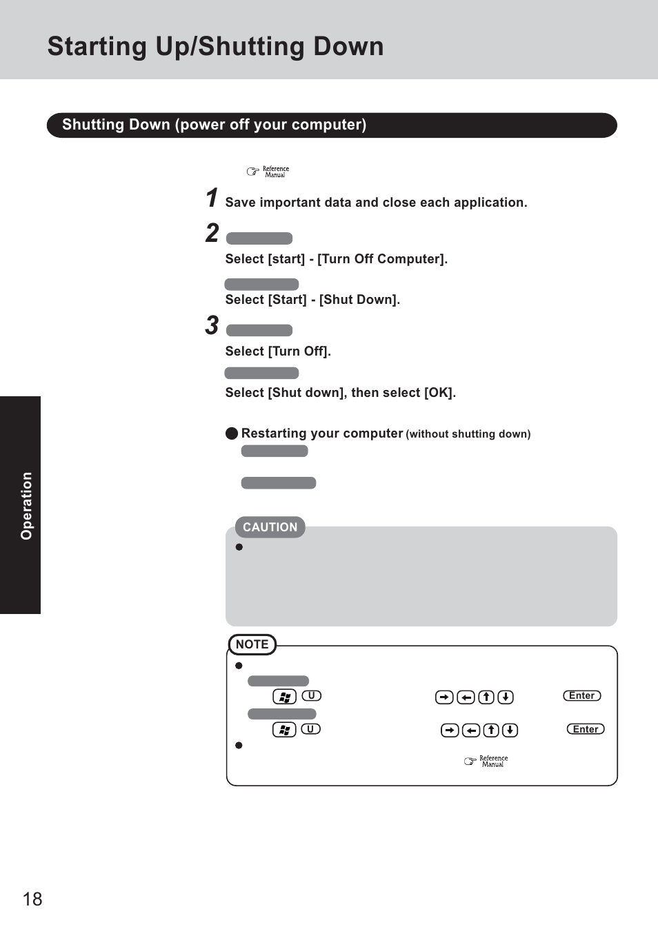 Starting up/shutting down | Panasonic CF-T2 User Manual | Page 18 / 40