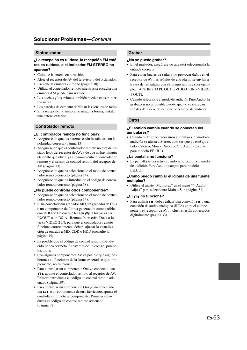 Solucionar problemas —continúa | Panasonic HT-S790 User Manual | Page 129 / 144