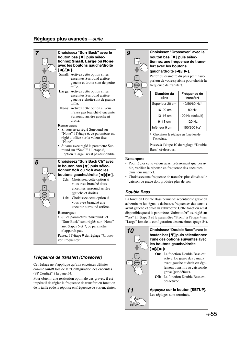 Réglages plus avancés —suite | Panasonic HT-S790 User Manual | Page 55 / 144