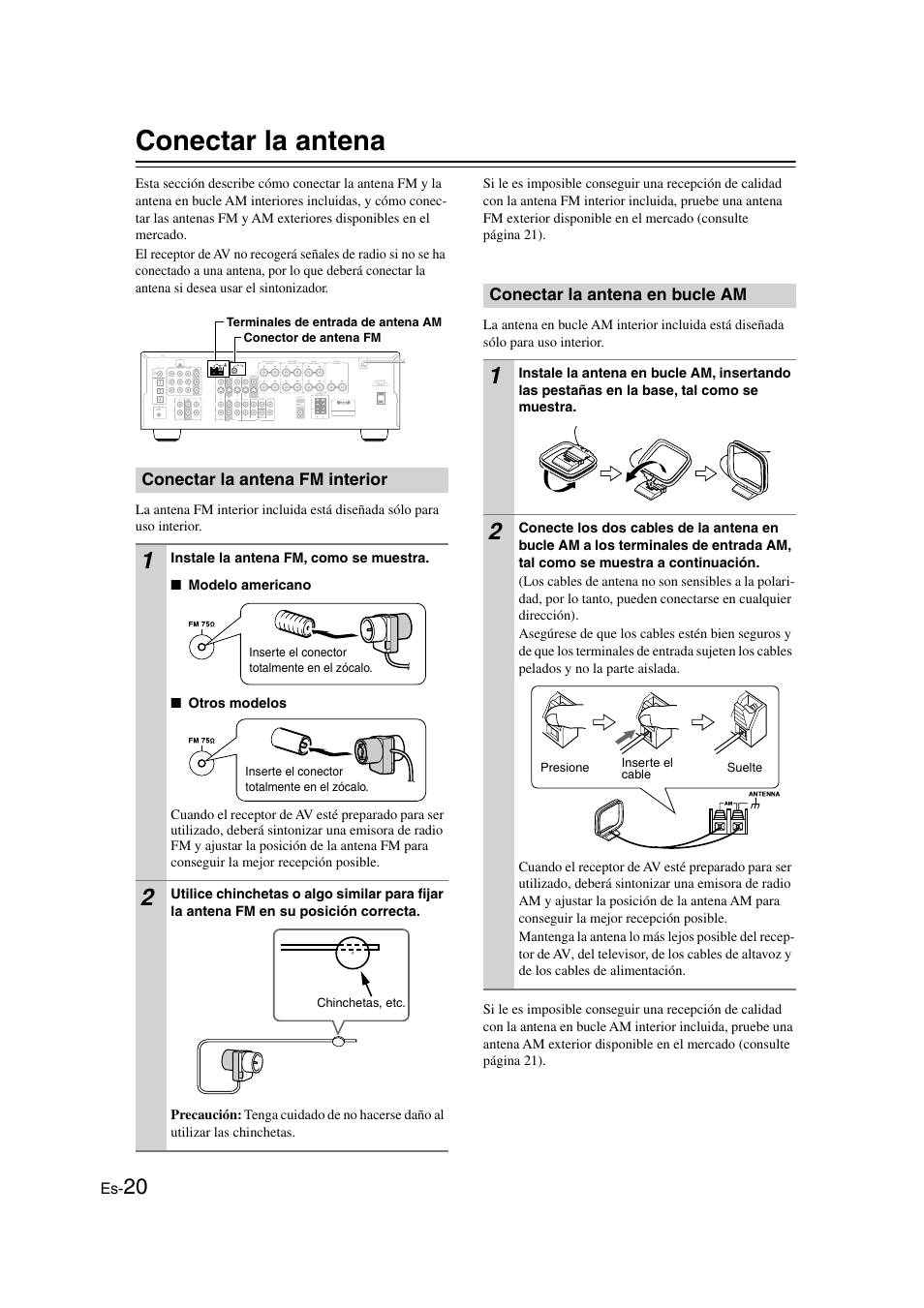 Conectar la antena, Conectar la antena fm interior, Conectar la antena en bucle am | Panasonic HT-S790 User Manual | Page 86 / 144