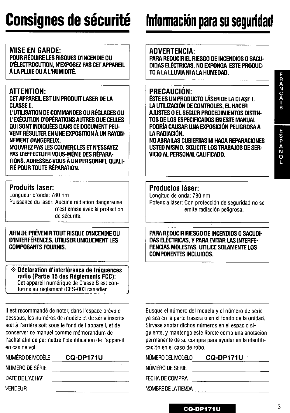 Panasonic CQ-DP171U User Manual | Page 3 / 109