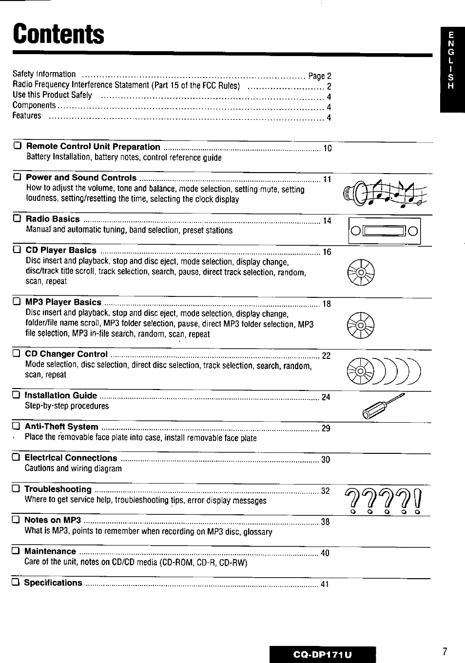 Panasonic CQ-DP171U User Manual | Page 7 / 109