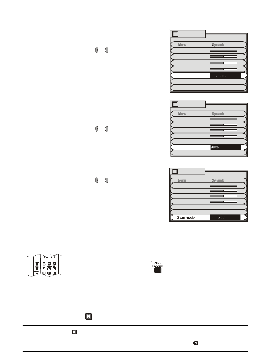 Normalisation, Scan mode, P-nr | Colour temperature, Picture menu operation, Normalisation n | Panasonic TX-86PW200A User Manual | Page 16 / 44