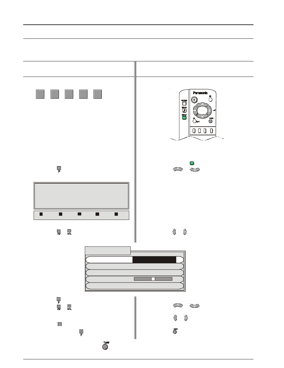 Tuning menu, Sys select, Tuning menu sys select | Using the remote control, Using the front panel | Panasonic TX-86PW200A User Manual | Page 28 / 44